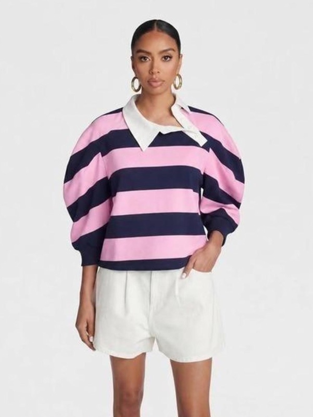 🌻 KBB by Kahlana Asymmetric Rugby Top Striped Size Medium